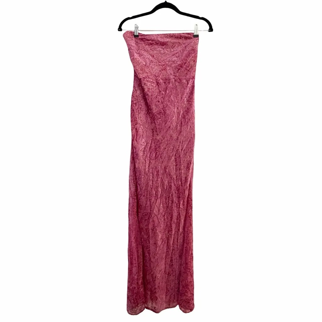 FOR LOVE AND LEMONS Francesca Pink Strapless Paisley Velveteen Maxi Dress Sz M - Image 3