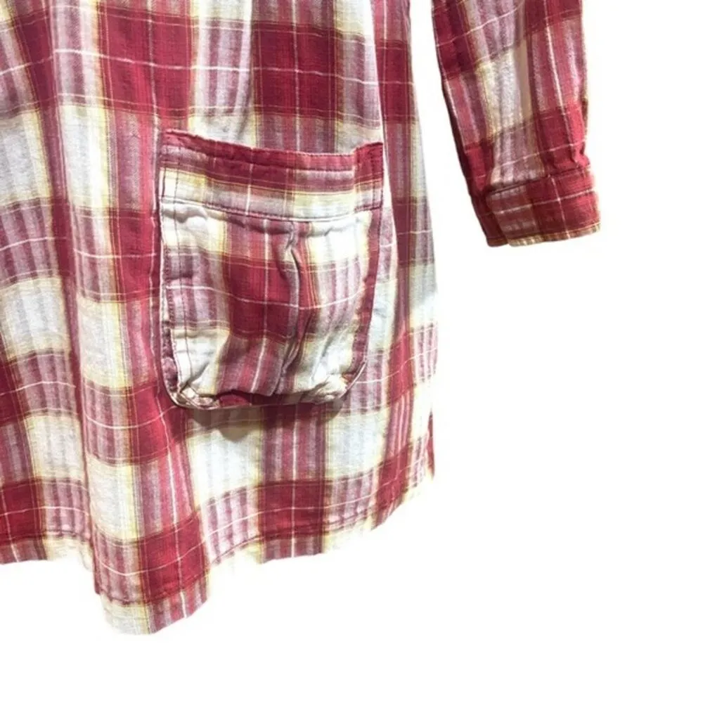 Free People Plaid Button Tunic Top Pockets 0 - Image 5