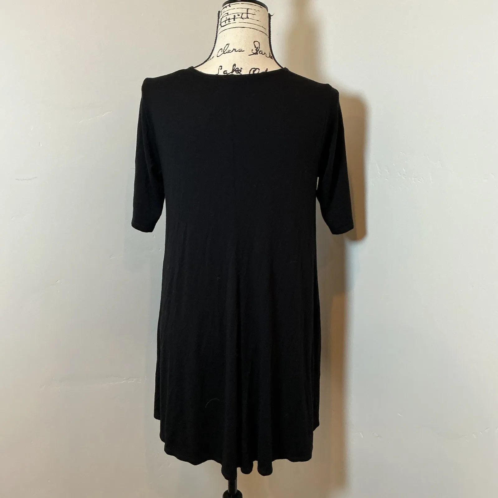 Eileen Fisher Black Tunic Dress Short Sleeve Pockets Size S - Image 4