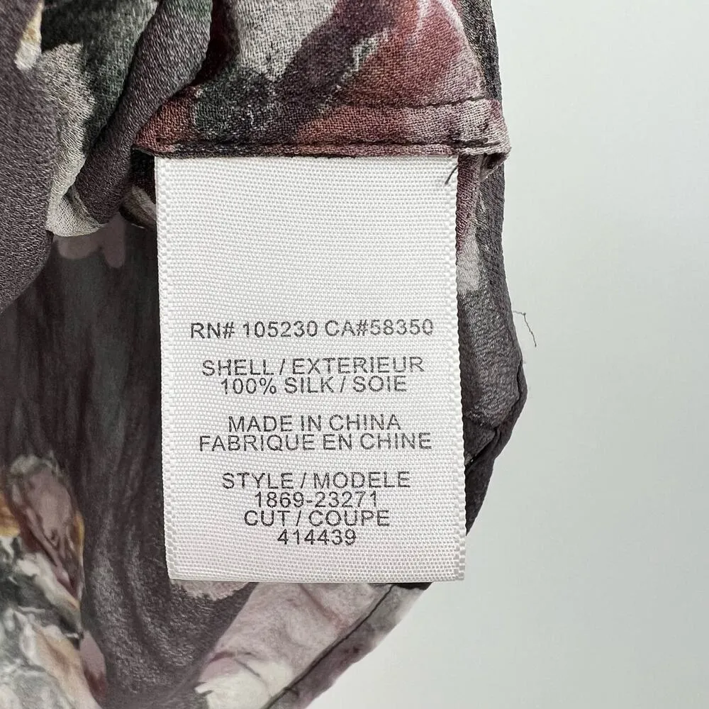 Joie Aceline 100% silk floral blouse popover semi sheer blouse top size medium - Image 10