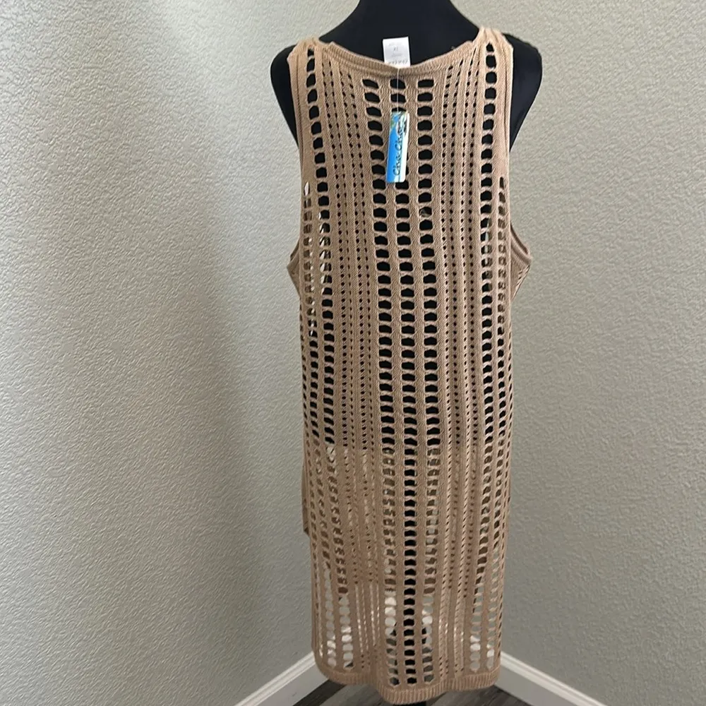 Cha cha Tan Crochet Swim Cover up Size 2X - Image 4