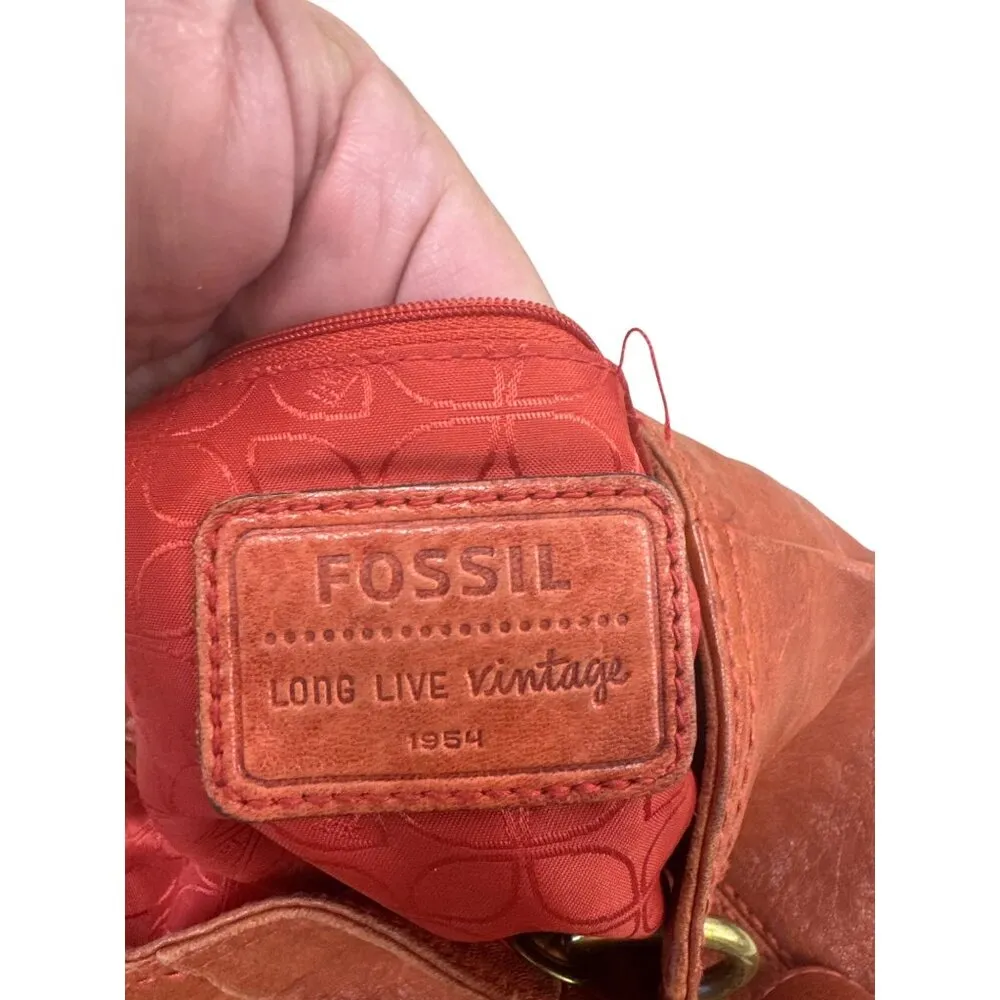 Vintage Fossil Womens Red Leather Shoulder Bag Purse SKU 7234 - Image 10