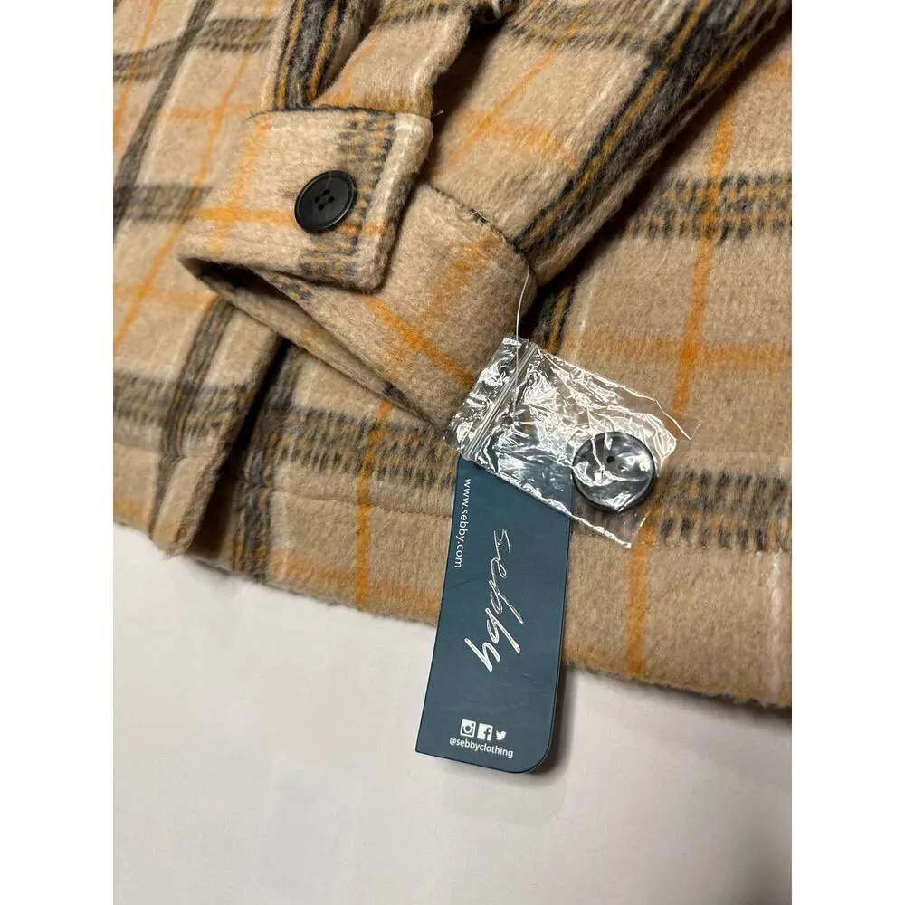 NWT Sebby Women's Oversized Plaid Fall Shirt Coat size large - Image 8