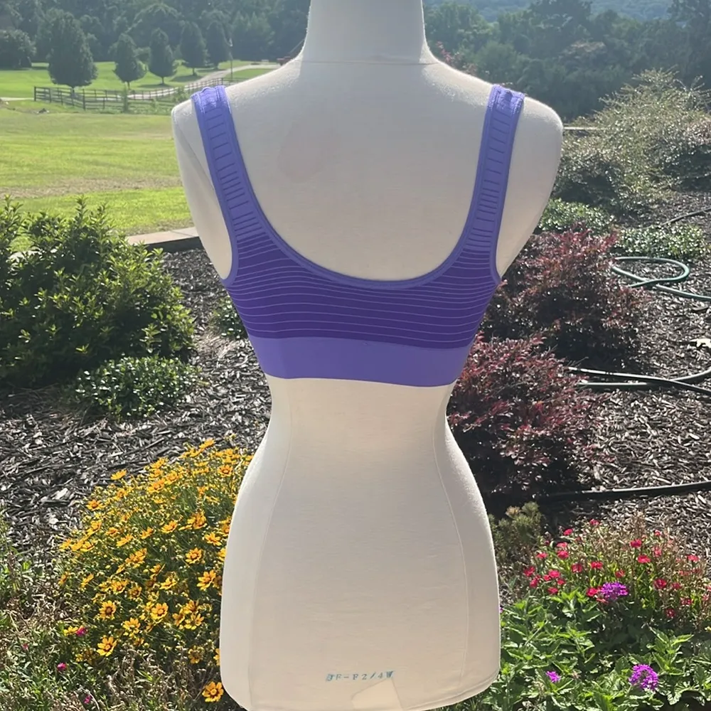 Comfy Purple Striped Sports Bra - Image 5