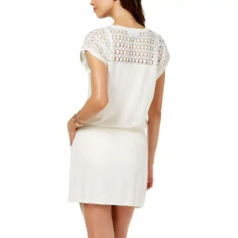 NWT Calvin Klein Swim Cover-Up Dress Size S/M Milk White Crochet Trim Beachwear - Image 7