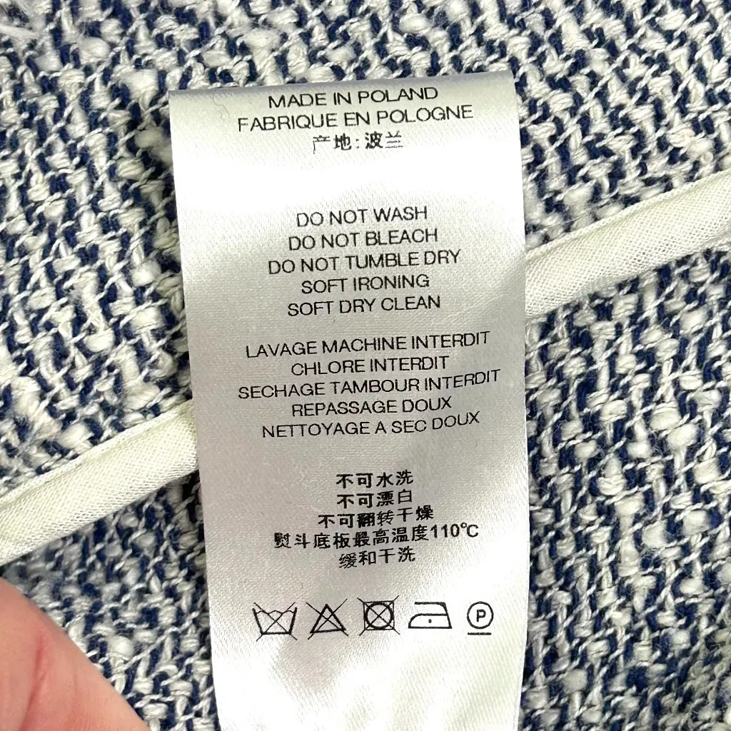 IRO Distressed Agnette Jacket White and Blue Tweed Size FR 38 US 6 - Image 14