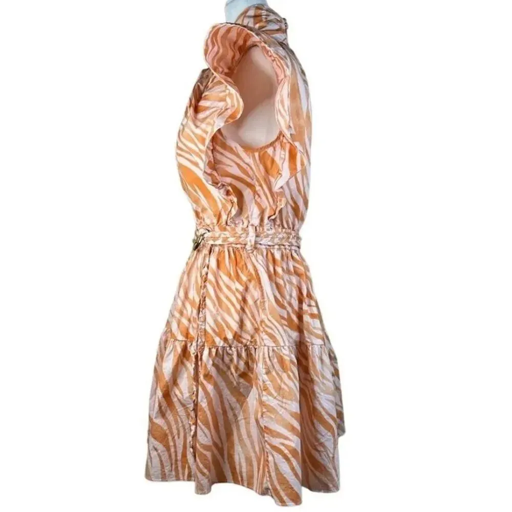 Derek Lam Collective Orange Zebra Cutout Mini Dress size 38 / US 2 MSRP $425 - Image 7