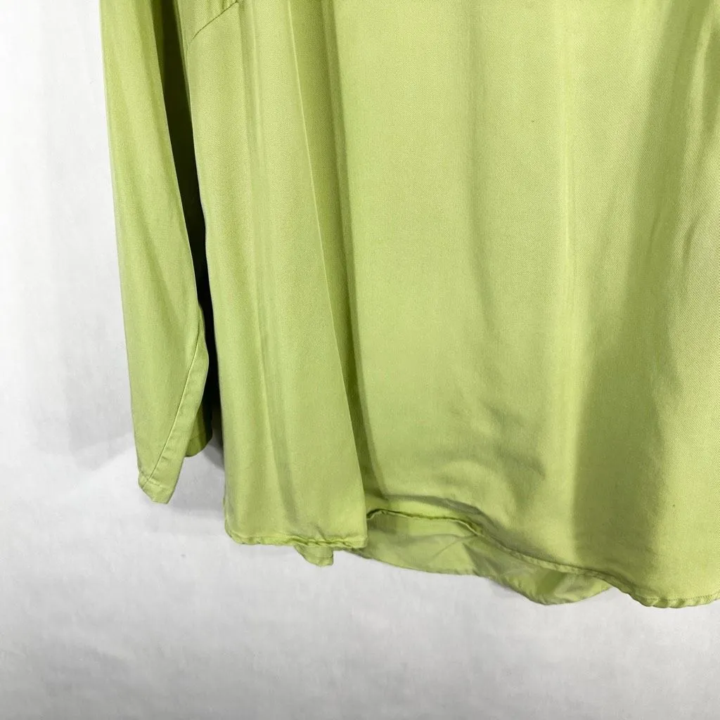 Soft Surroundings Plus Size 1X Top Light Green V Neck Pearl Button Lyocell 1618 - Image 5