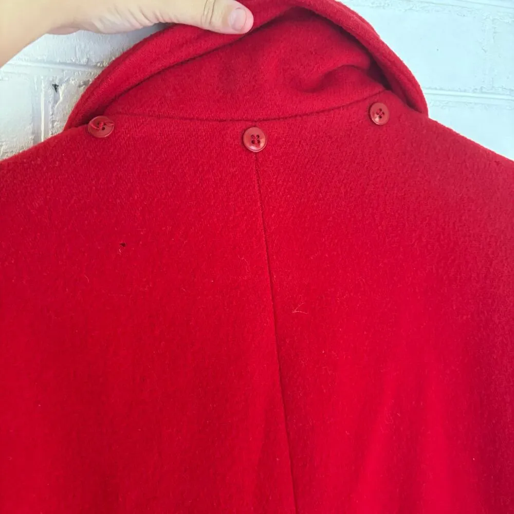 Talbots Vintage Red Wool Coat Toggle Closure Collared Winter Holiday Christmas - Image 12