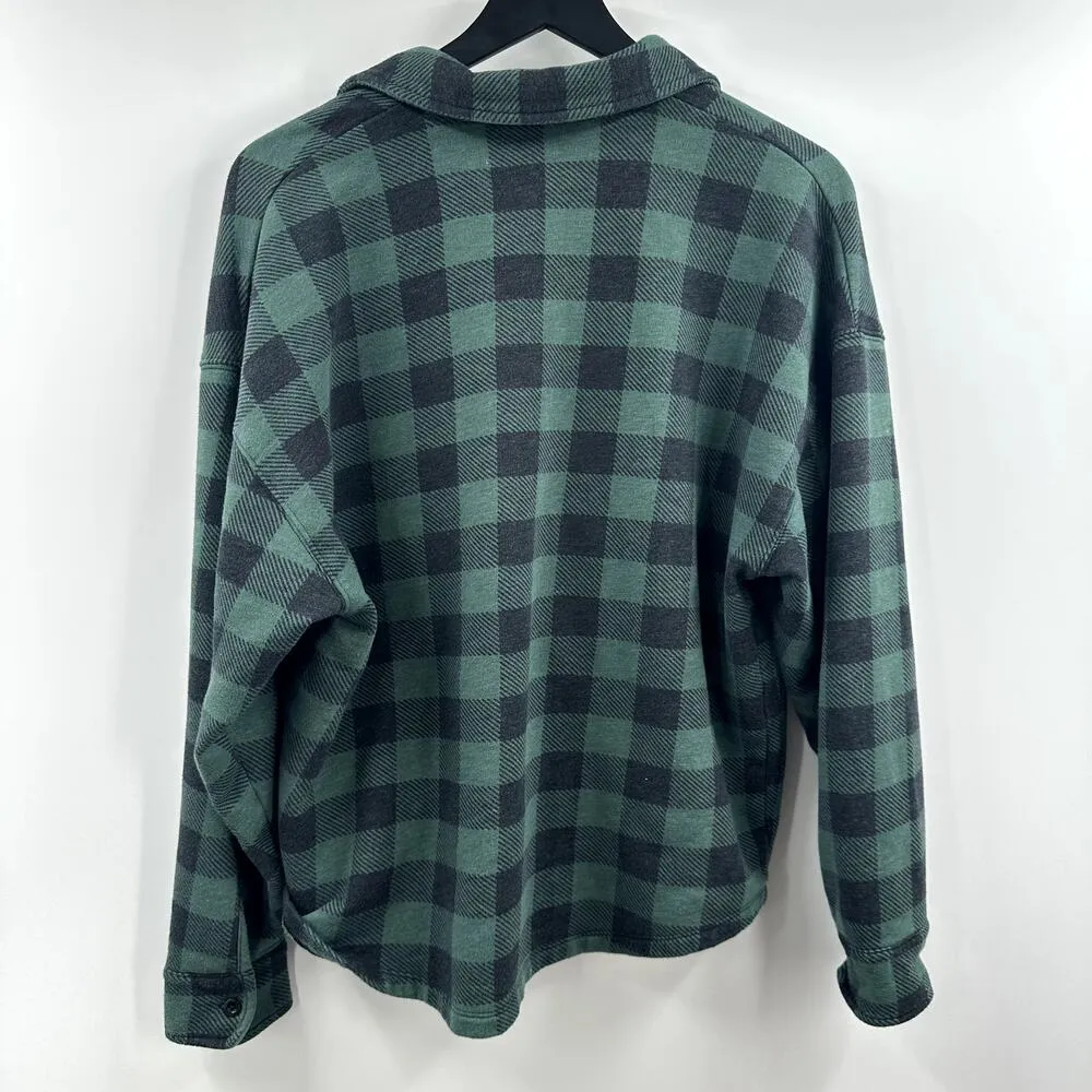 Victoria's Secret PINK Green & Black Plaid Sweater Button Up Oversized Size XS - Image 8