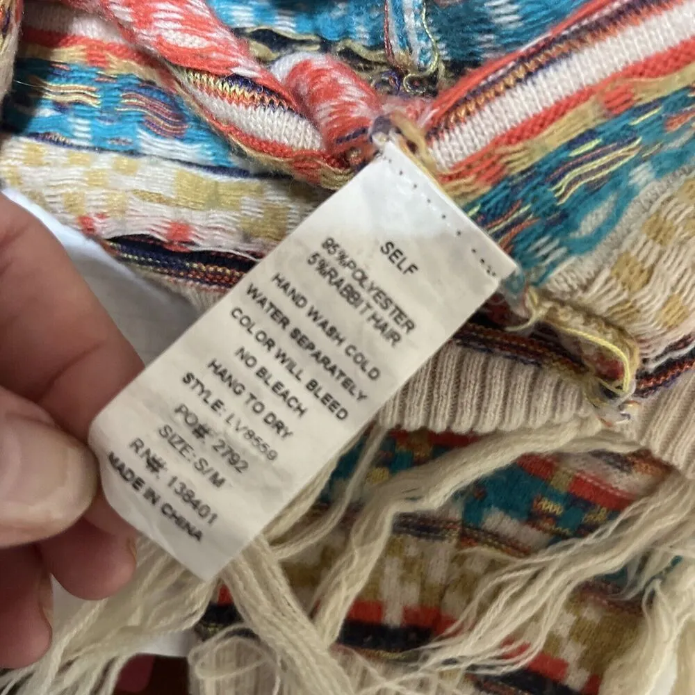 Styleholic Womens Aztec Southwestern Open Front Cardigan Sweater S/M Fringe Knit Size M - Image 7