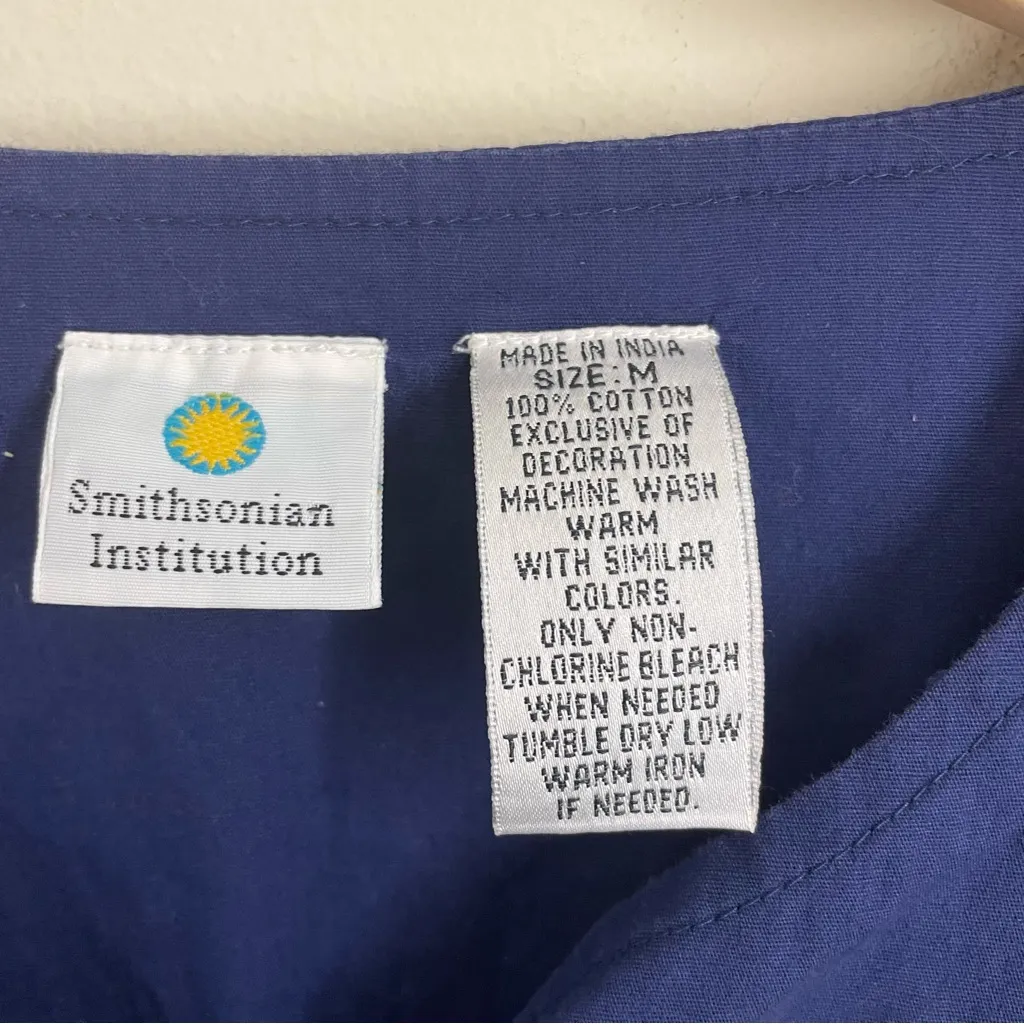 Smithsonian Institute Blue Cotton Embroidered Dress M Ocean Sea Life Sail Boat Size M - Image 9