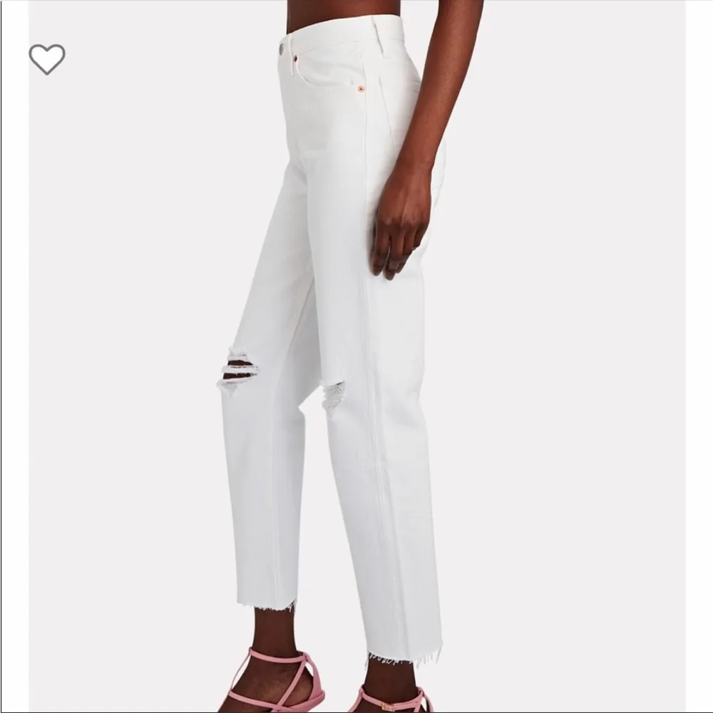 RE/DONE 70s High-Rise Stove Pipe Jeans White Destroyed High Waisted Size 30 - Image 2