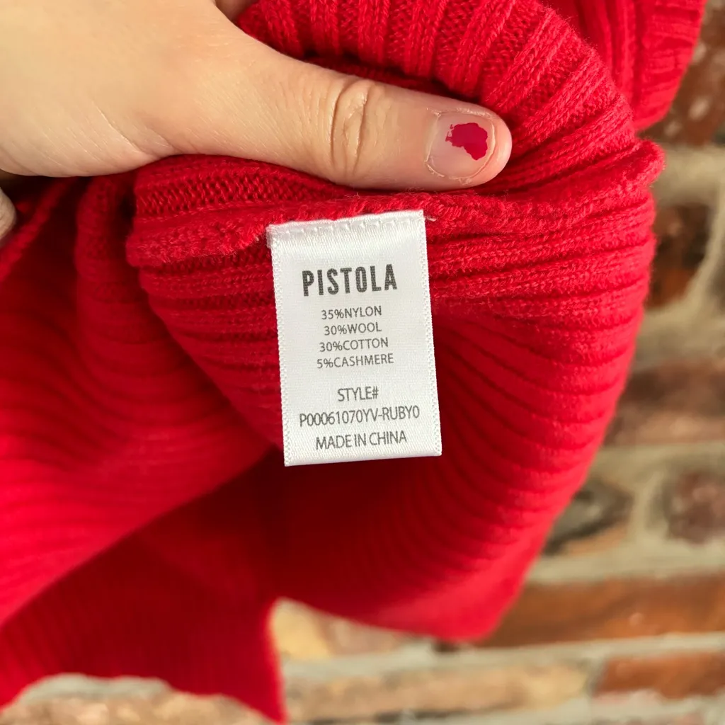 Pistola Red Leandra Sleeveless Sweater Vest Wool Cotton Cashmere Blend, M - Image 5