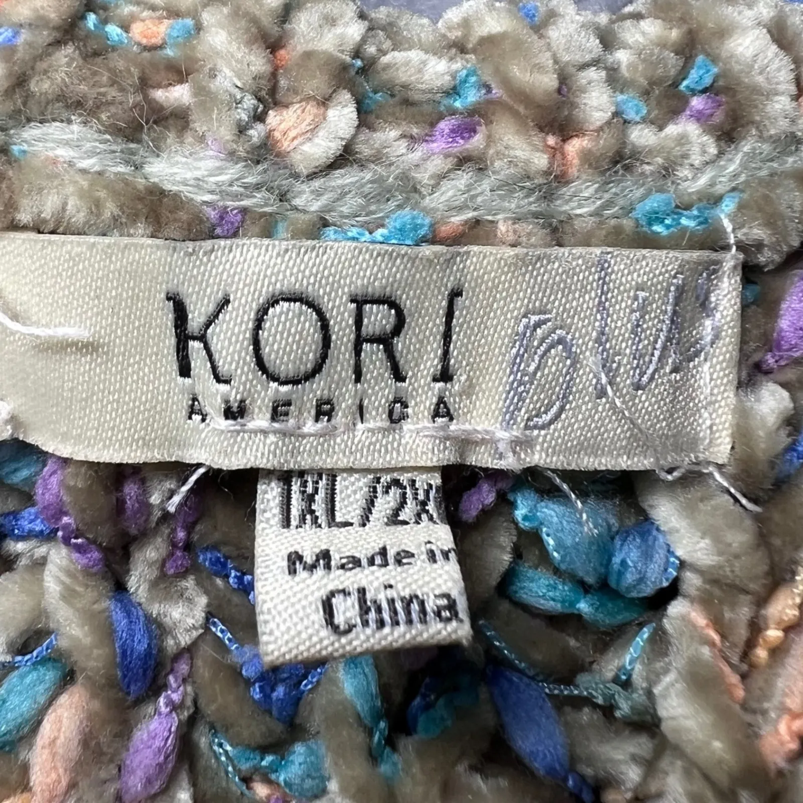 Kori America Fuzzy Cardigan Sweater Womens 1XL/2XL Multi Color Striped Cozy Warm Gray Size undefined - Image 4