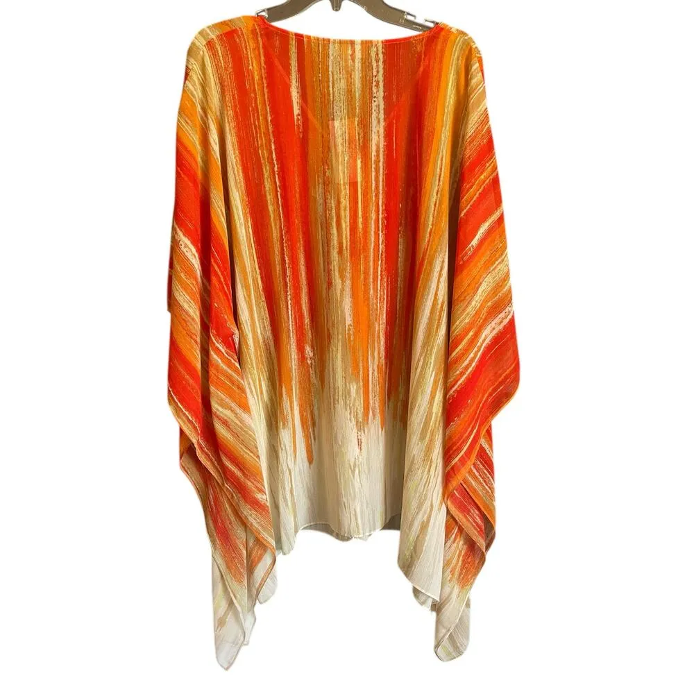 NWT Catherines Orange & White Flowy Shawl/Top Size 2X/3X - Image 4