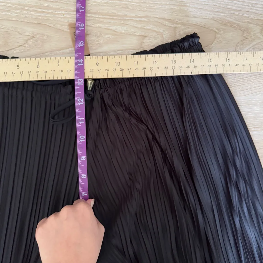 Gigi C XS Taylor Pants Wide Leg High Waist Pleated Black Drawstring Beach Relax - Image 8