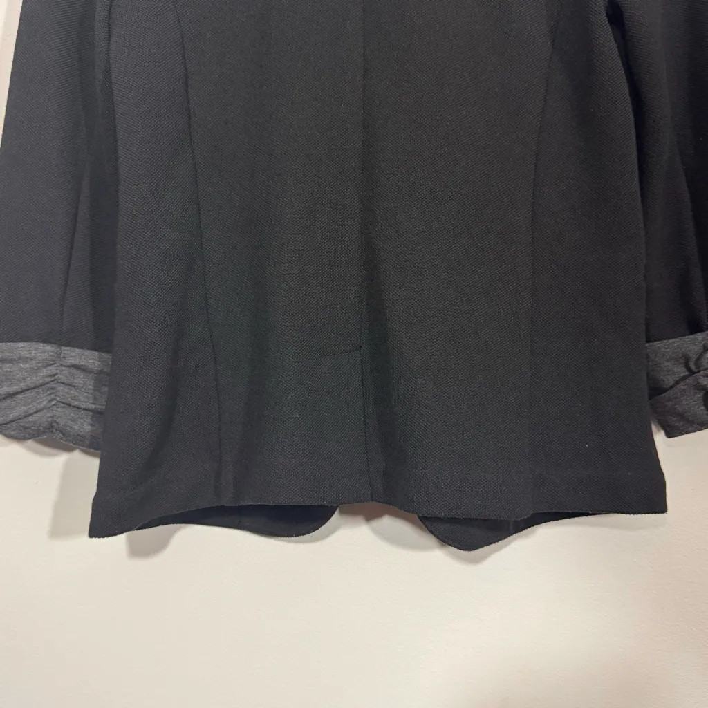 Skies Are Blue Asa Knit Black Cuffed Sleeve Open Blazer - Image 12