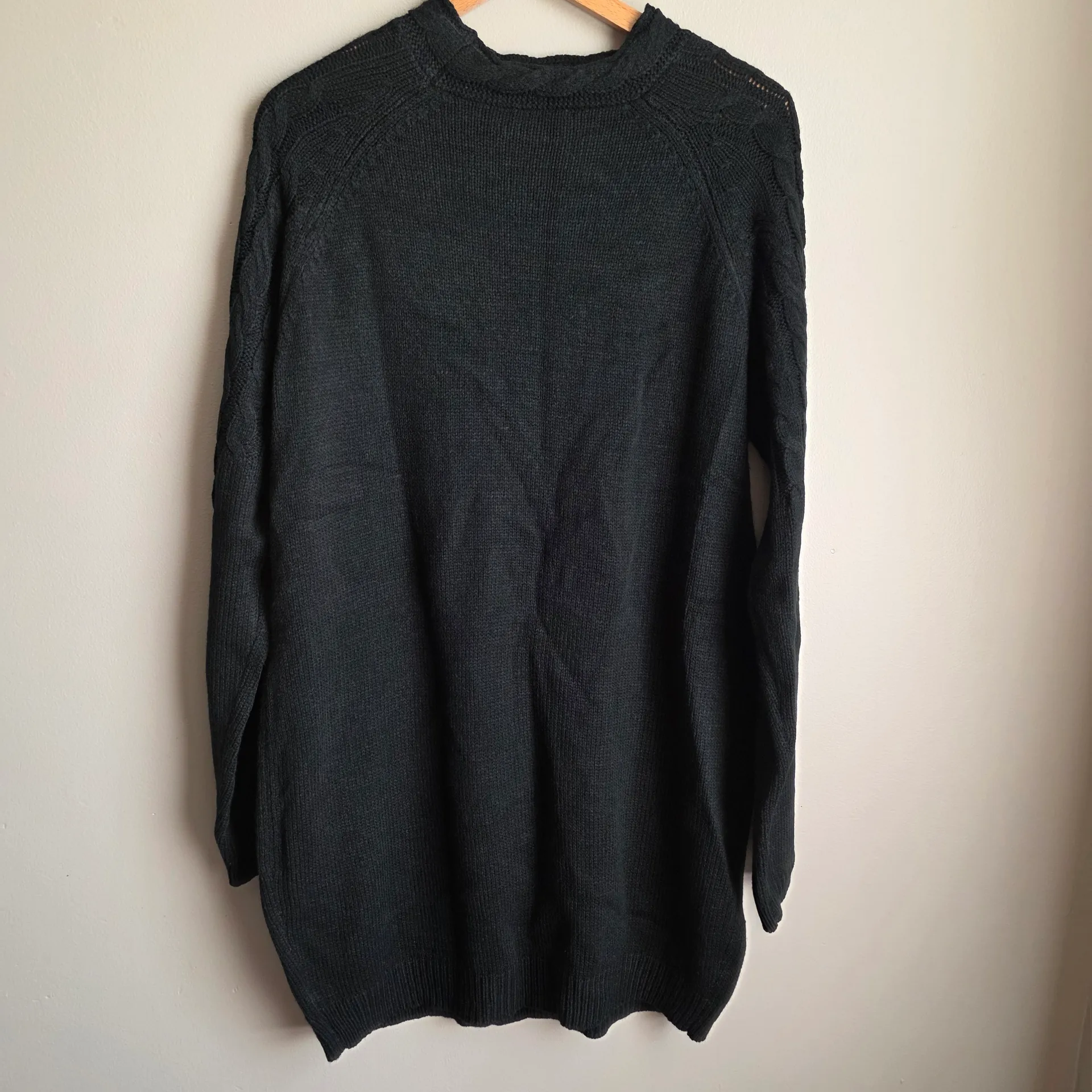 bebe Black V-Neck Cable Knit Sweater - Image 2