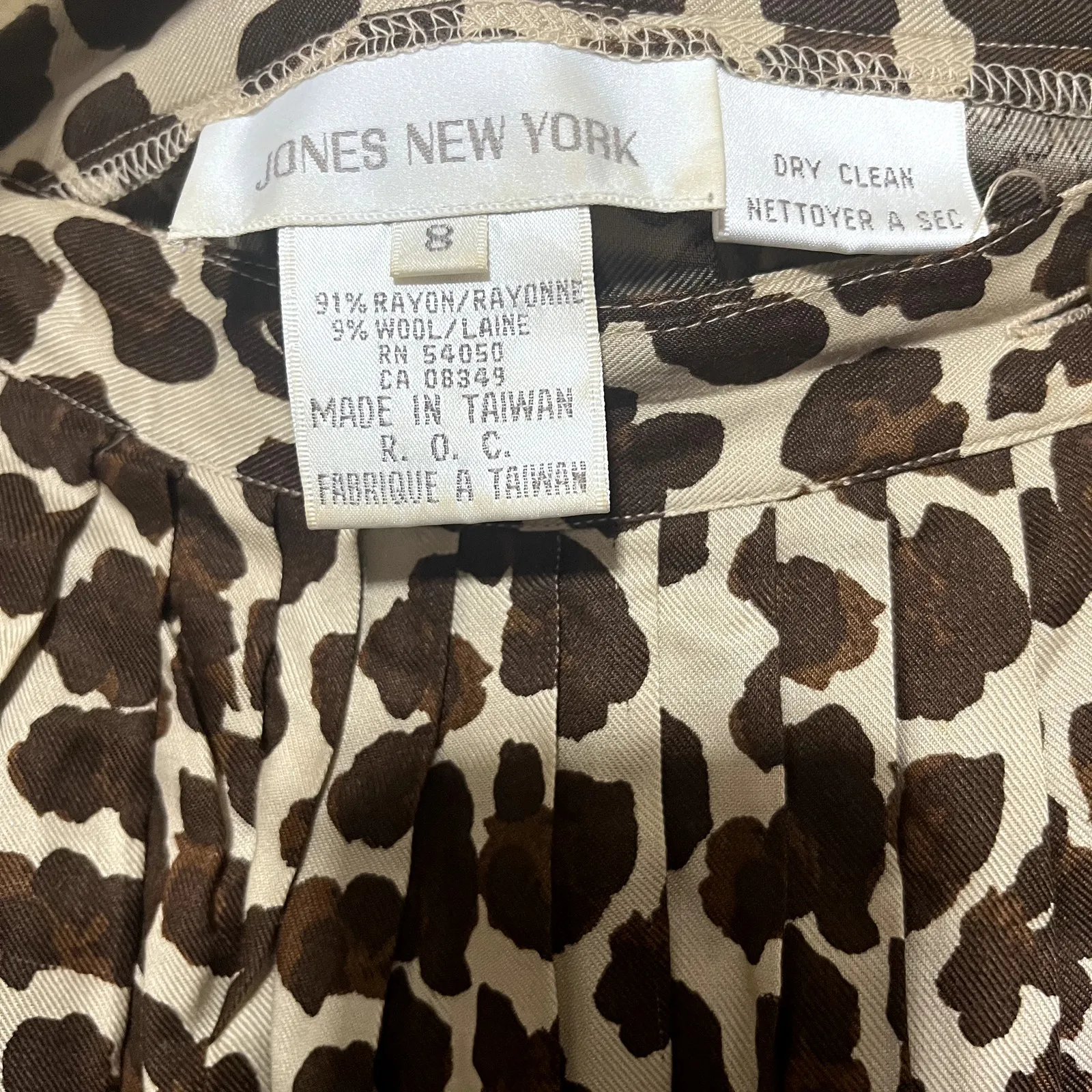 Jones New York Vintage Leopard Print Wrap Skirt Long Midi wool blend sz 8 - Image 4