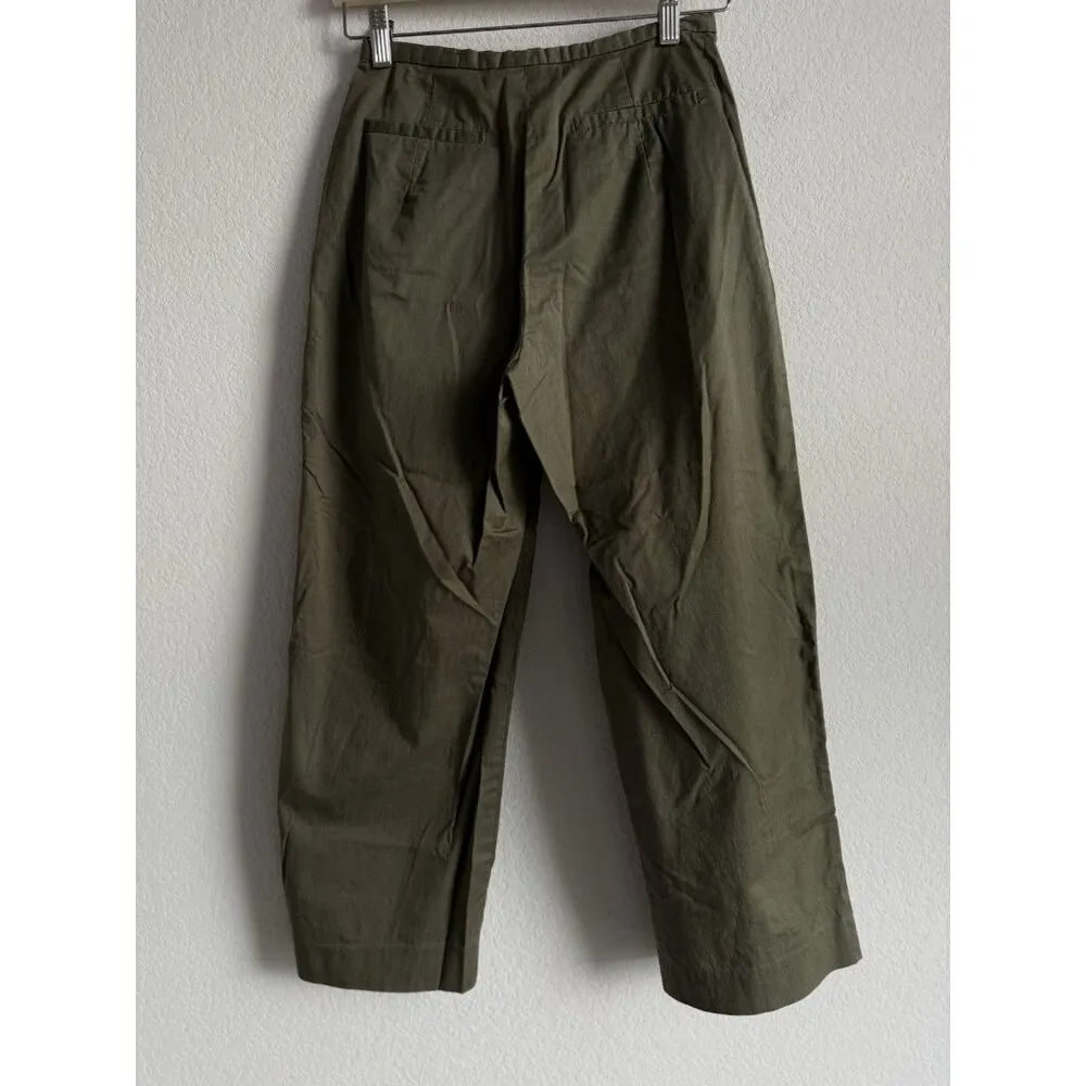 Banana Republic Stretch Women’s Size‎ 2 Olive Green Wide Leg Poplin Pants - Image 2