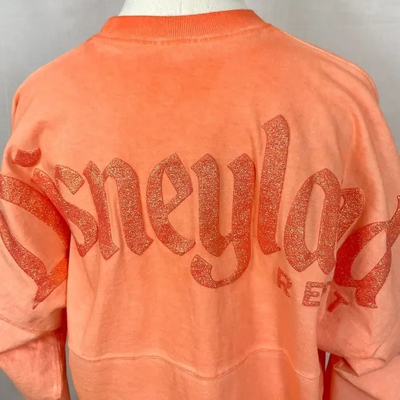 Disneyland Coral Spirit Jersey Shirt Top Ombre Glitter Ariel's Grotto Sz Small - Image 2
