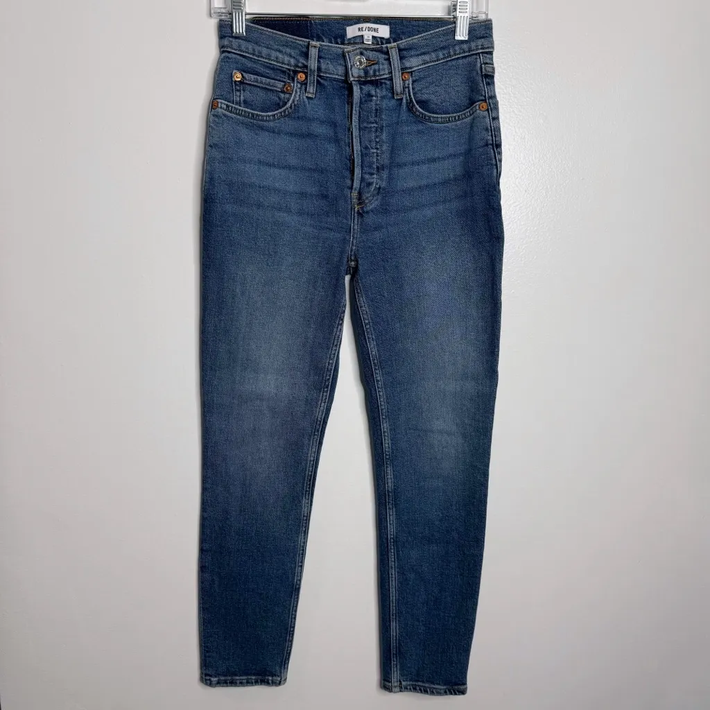 NWOT Re/Done 90s High Rise Ankle Crop Button Fly Mid 70s Wash Size 25 - Image 2
