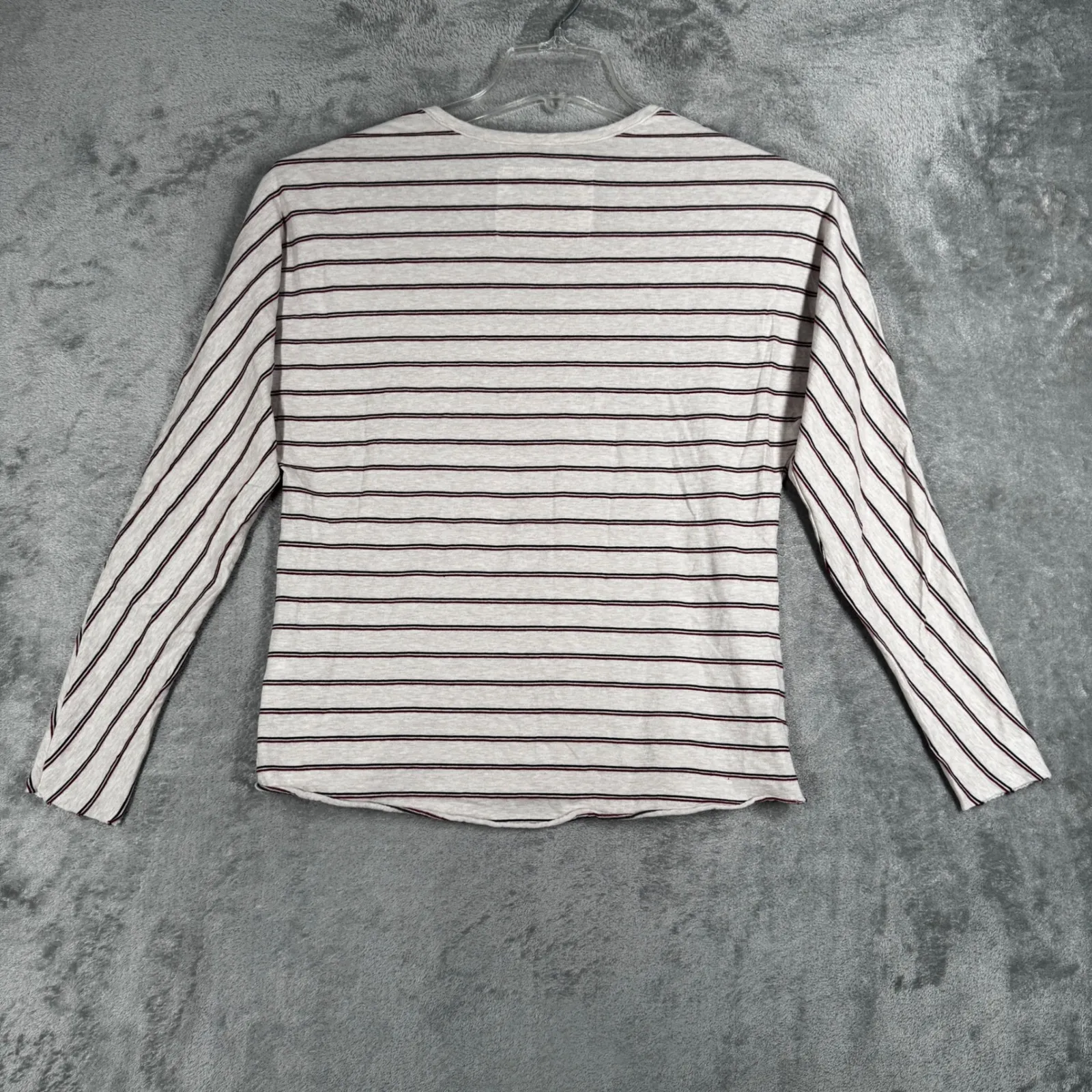 Frank & Eileen Tee Lab Shirt Continuous Sleeve Tee Oatmeal Stripe Crew Neck XS - Image 3