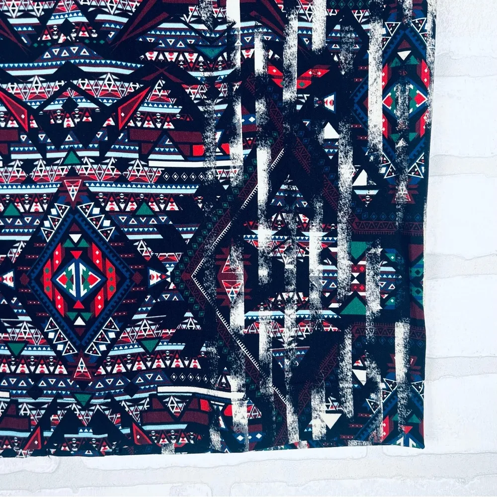 Monroe & Main Pencil Skirt Multicolor Tribal Women's Size Large Zip Back Black - Image 3