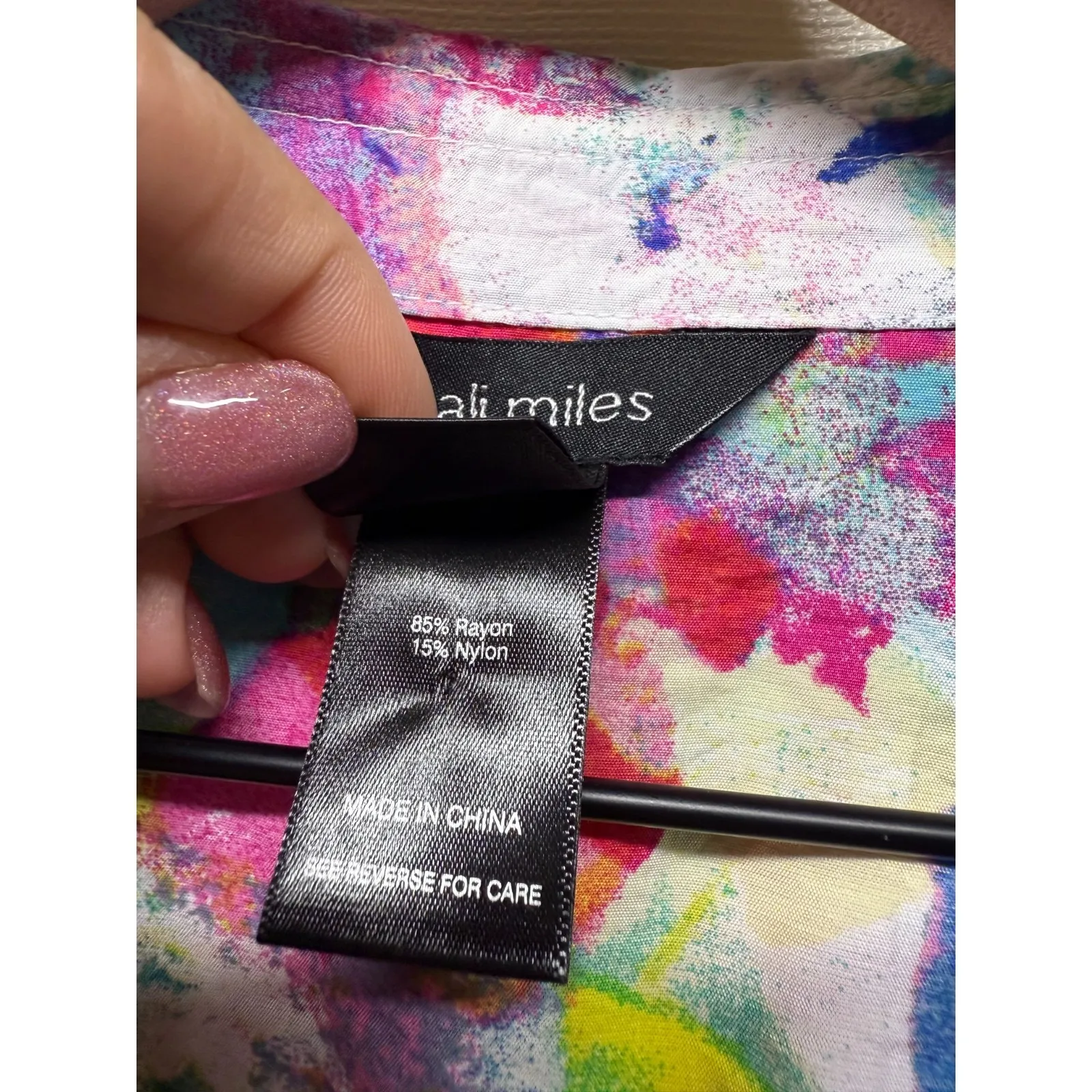 Ali Miles Button Up Tunic Top 3X Artsy Colorful 3/4 Sleeve Wire Collar Lagenlook Size undefined - Image 7