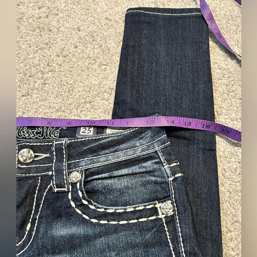 Miss Me Jeans Skinny Signature Rise Embellished Pockets Dark Wash‎ Size 25 - Image 7