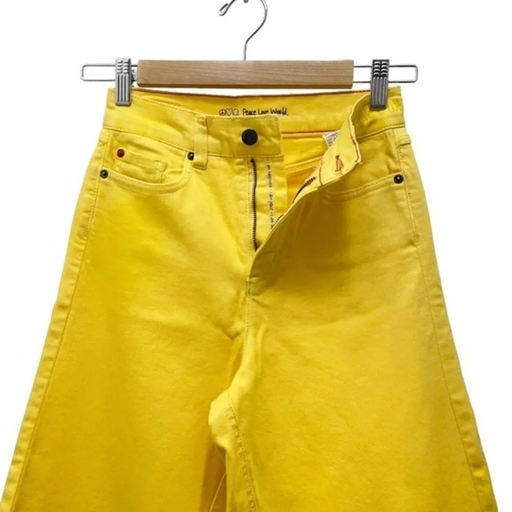 Peace Love World Jeans Happy Yellow Extra Wide Leg Bell Bottoms Size 25 | 00 - Image 10