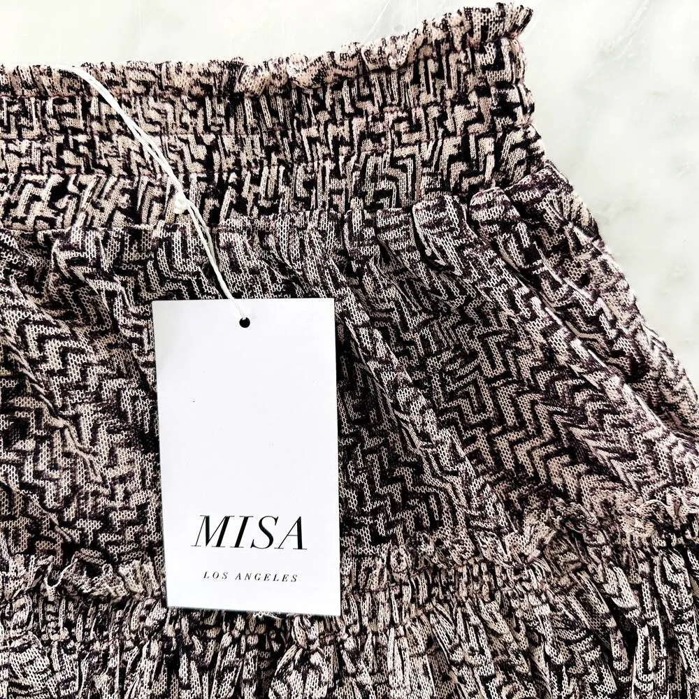 MISA Los Angeles Marion Skirt Tanza Abstract NEW Small $220 RuffleTiered Swing - Image 4