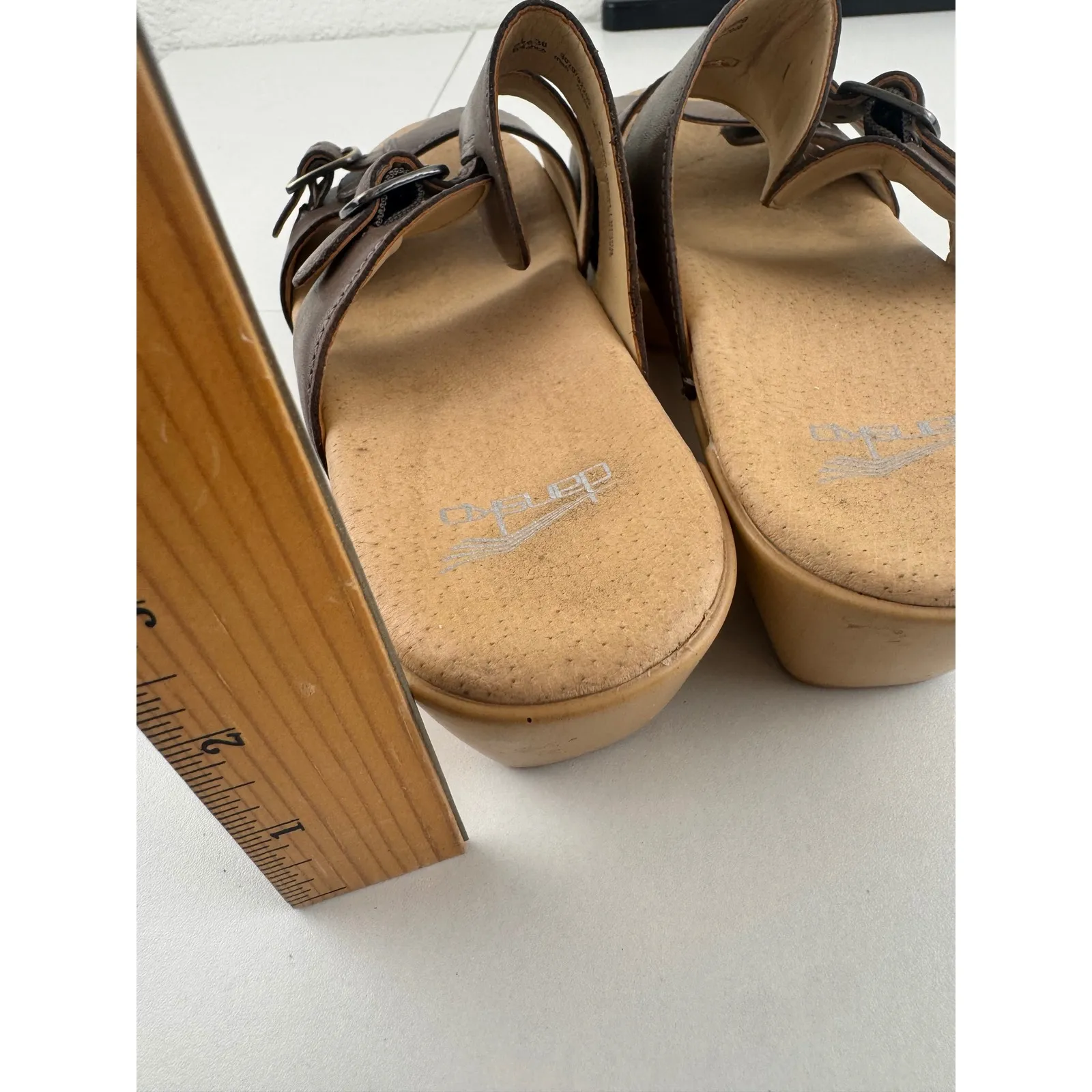 Dansko Women Brown Leather Wedge Sandals Buckle‎ Ankle Strap Comfort Size 36 5.5 - Image 5