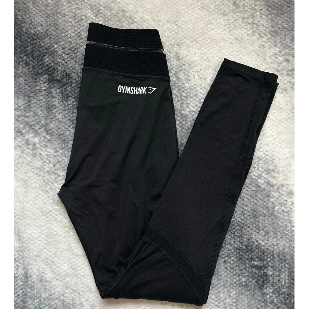 Gymshark Cotton Mesh Full Length Compression Black Leggings Women Size XS - Image 9