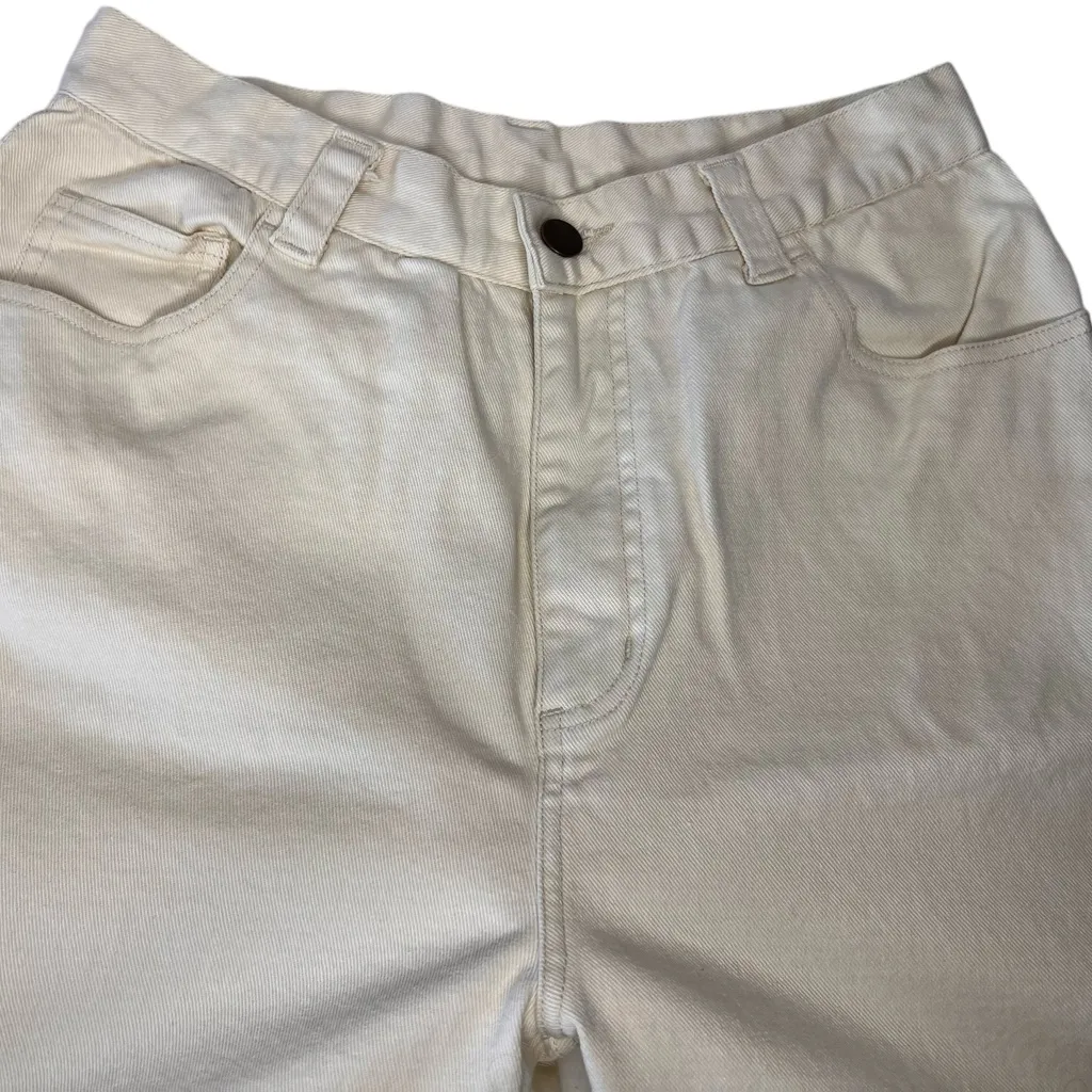 80s Vintage Forenza High Waist Mom Jeans Waist Size 8 Cream - Image 2