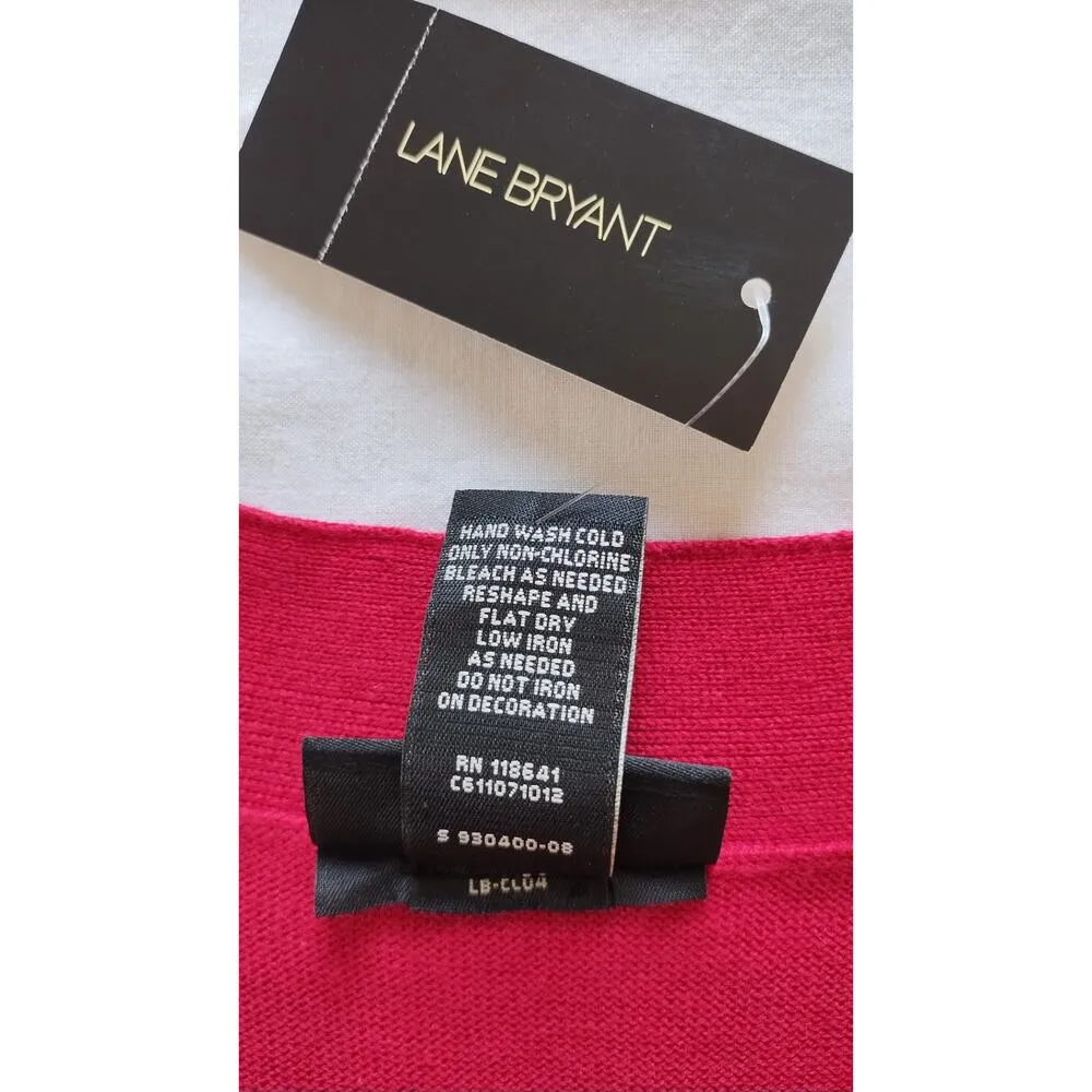 NWT Lane Bryant Women’s Red Tunic Cardigan jacket Embellished Neck size 26/28 - Image 7