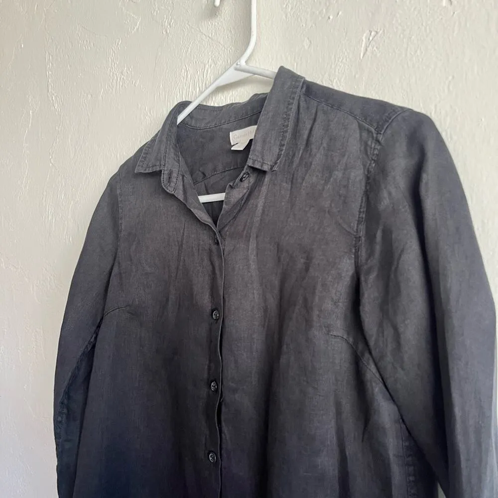 Garnet Hill linen button down blouse. Size PP - Image 2