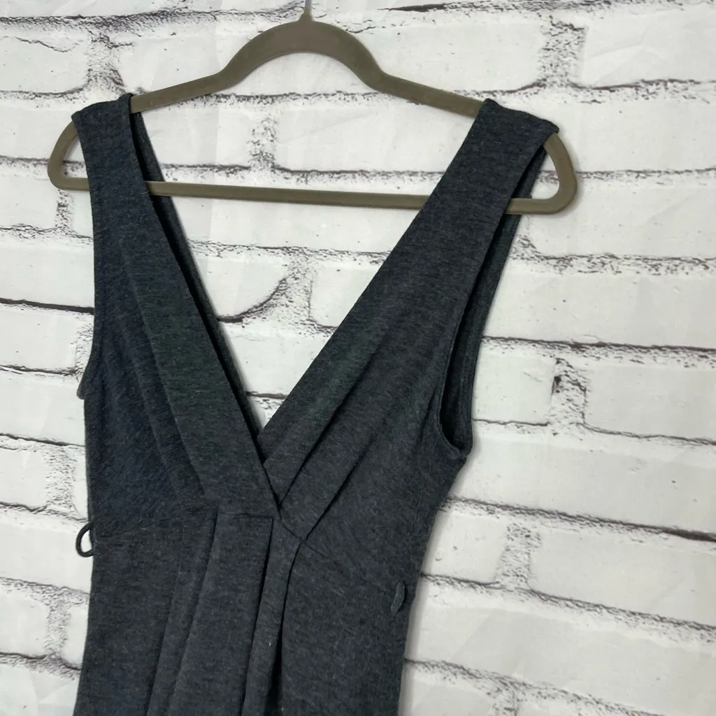 Rhapsody Charcoal Heather Deep V-Neck Pleated Knit Sleeveless Mini Dress Women S - Image 7