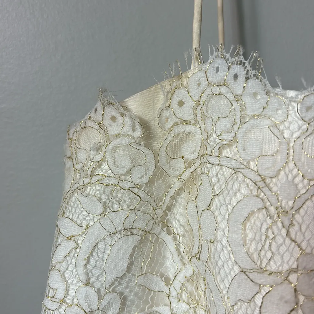 Jenny Yoo Collection Lace Mini Dress Ivory gold sz 12. Wedding Bridal romantic - Image 10