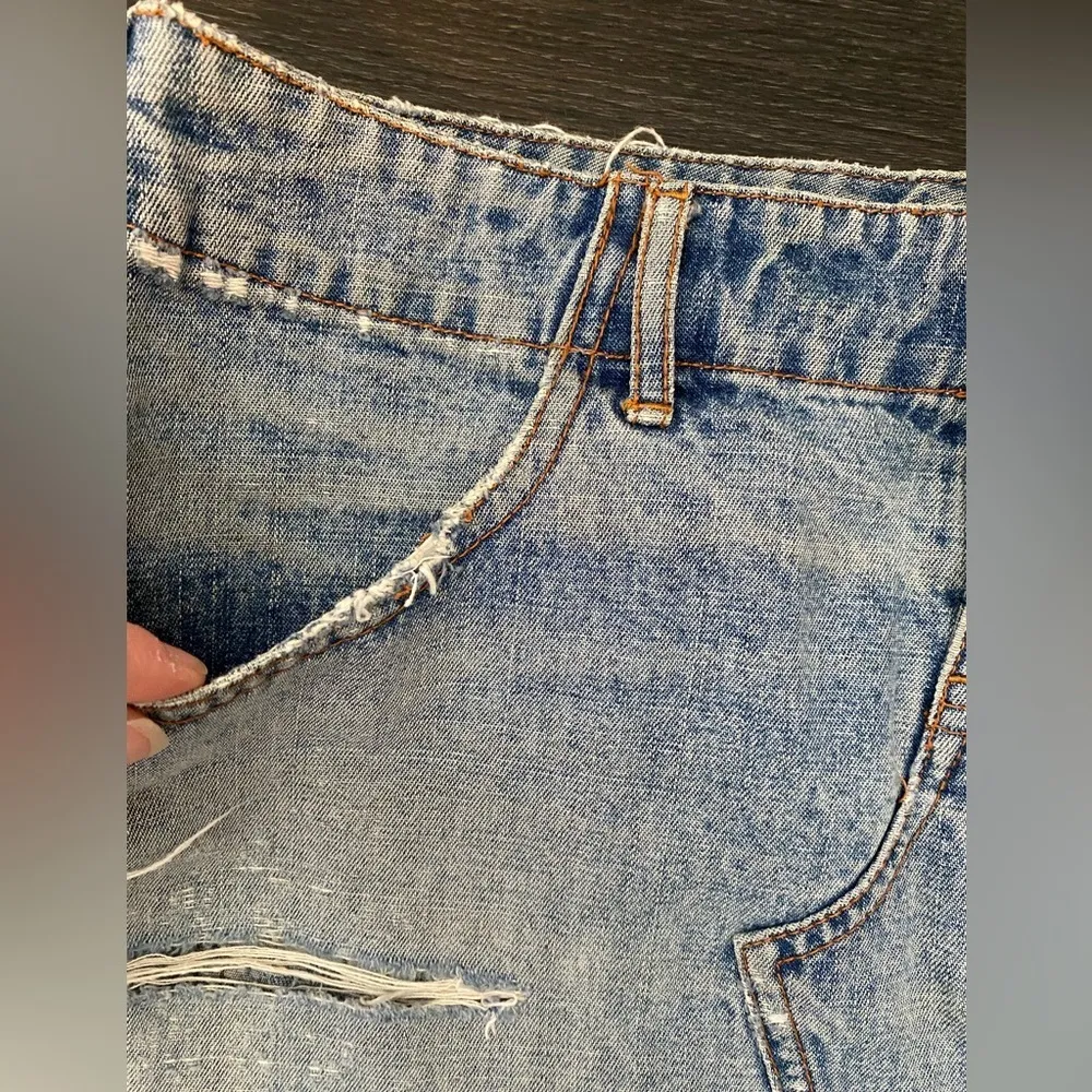 Y2K Vintage BLUE ASPHALT Wet Seal Denim Destroyed Mini Skirt 5 Size undefined - Image 6