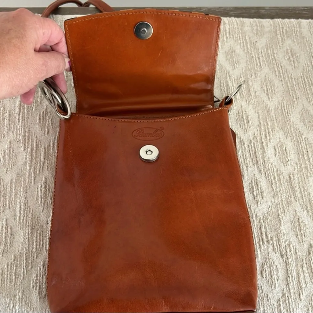 Bambas Work of Art Koala Bear Print Flap Over Leather Crossbody Brown - Image 5