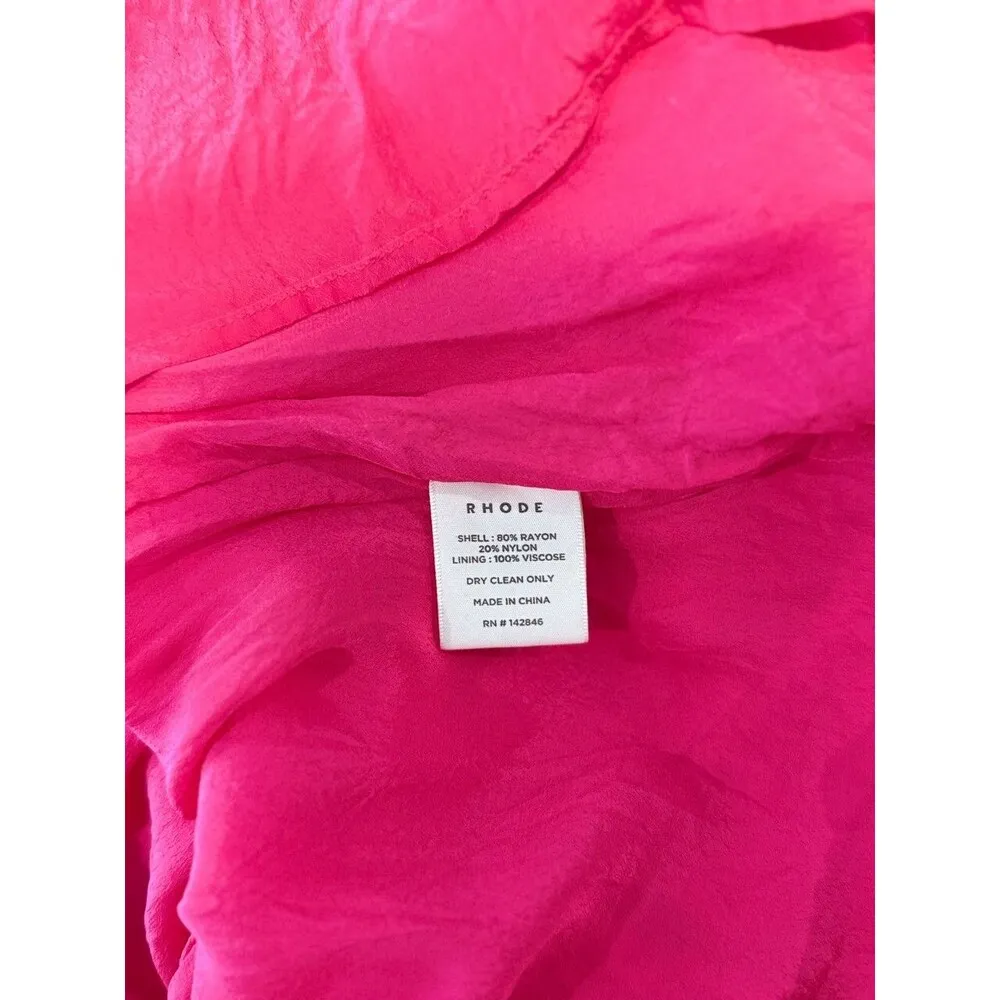 Rhode Womens Dress Pink Pia Velvet Mini Puffed Ruched Sheath Designer Size XS - Image 4