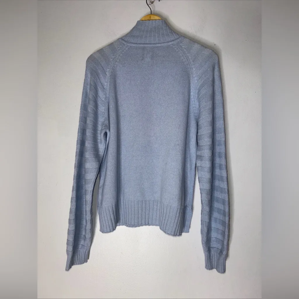 Van Kukil Light Blue Mock‎ Neck Cashmere Sweater Medium - Image 2
