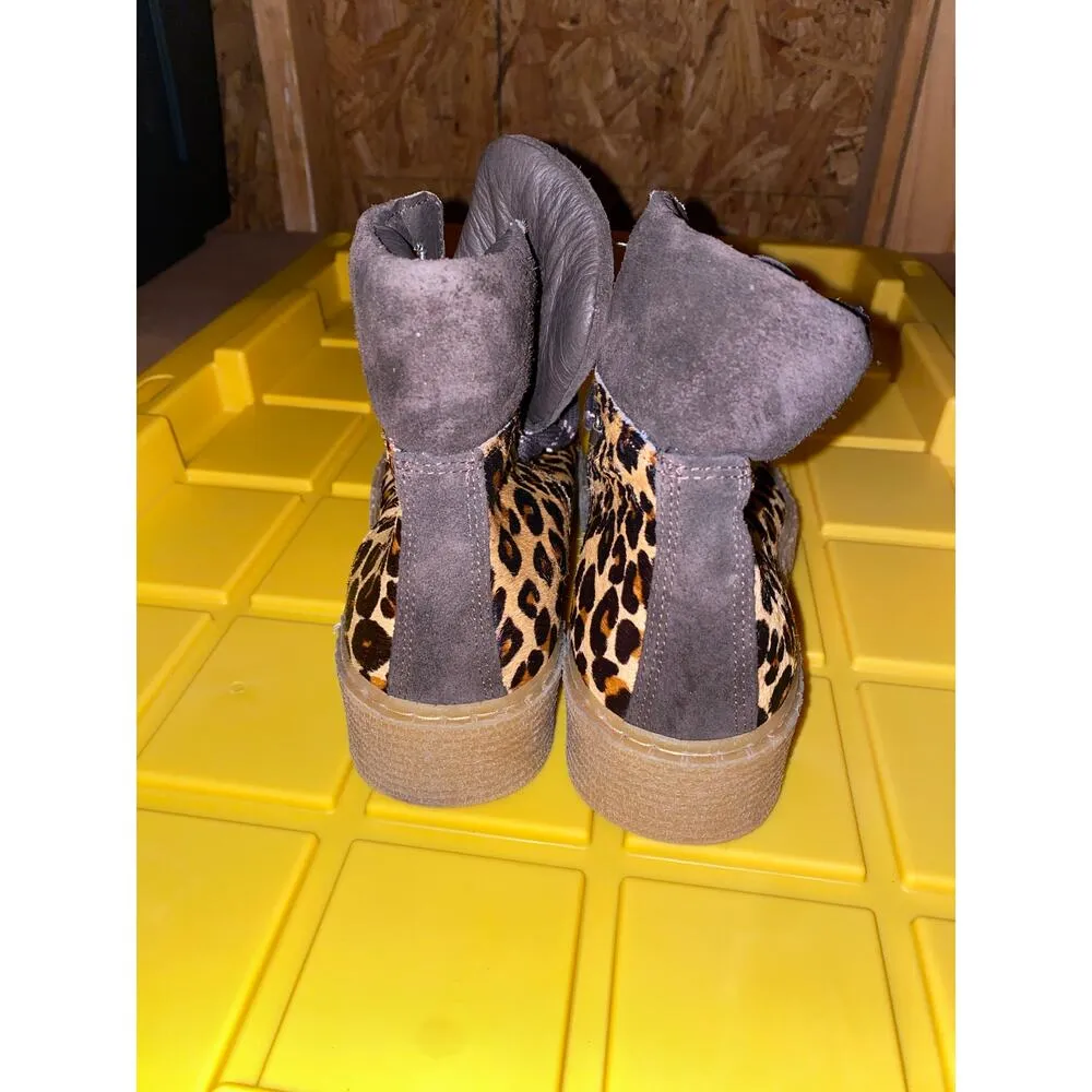 Shoe The Bear Agda Women's 38 Chestnut Leopard Pony Suede Ankle Hiking Boot Size 7 - Image 4