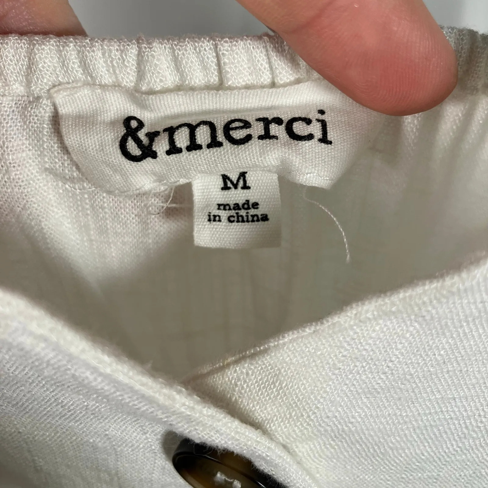 &merci &Merci‎ Gingham Paperbag Waist Tie Romper Size M Yellow White Button Front - Image 3