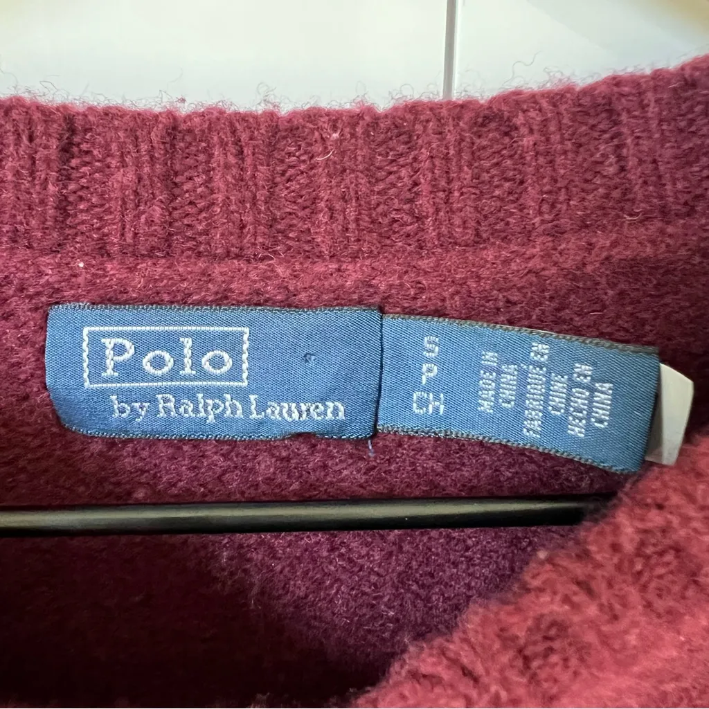 Polo Ralph Lauren Long Sleeve Wool Sweater in Rich Ruby - Image 6