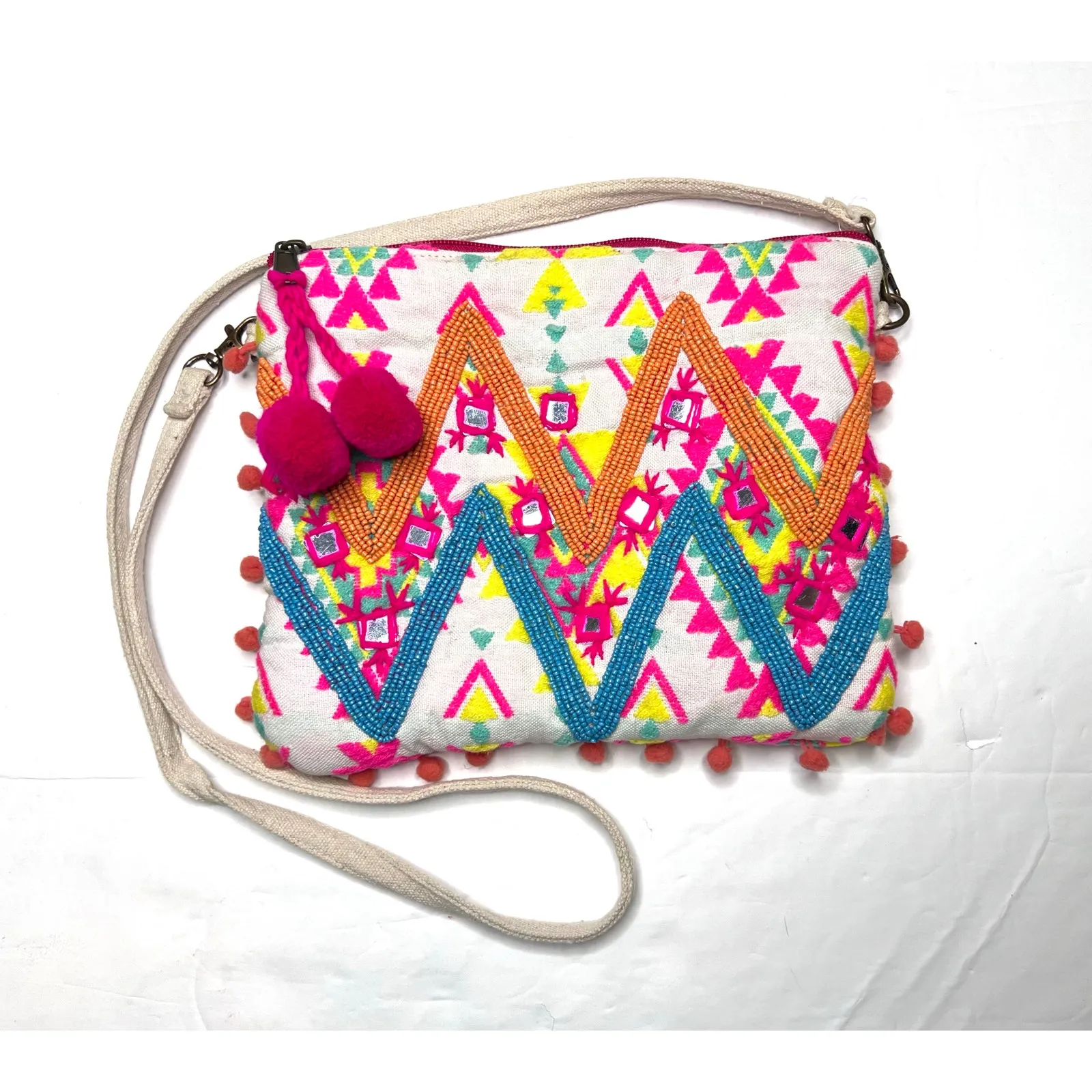 Katydid Boho Embroidered Crossbody Handbag Hippie 70s Retro Beaded - Image 5