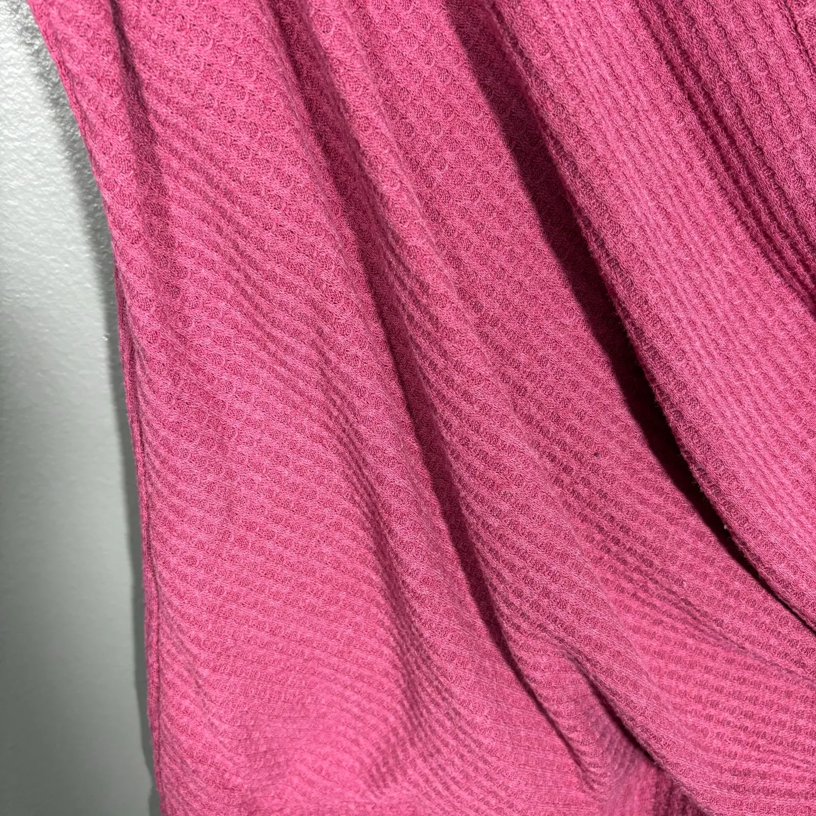 Iliad USA Women's Boho Pink Faux Wrap Waffle Knit Top - Image 4