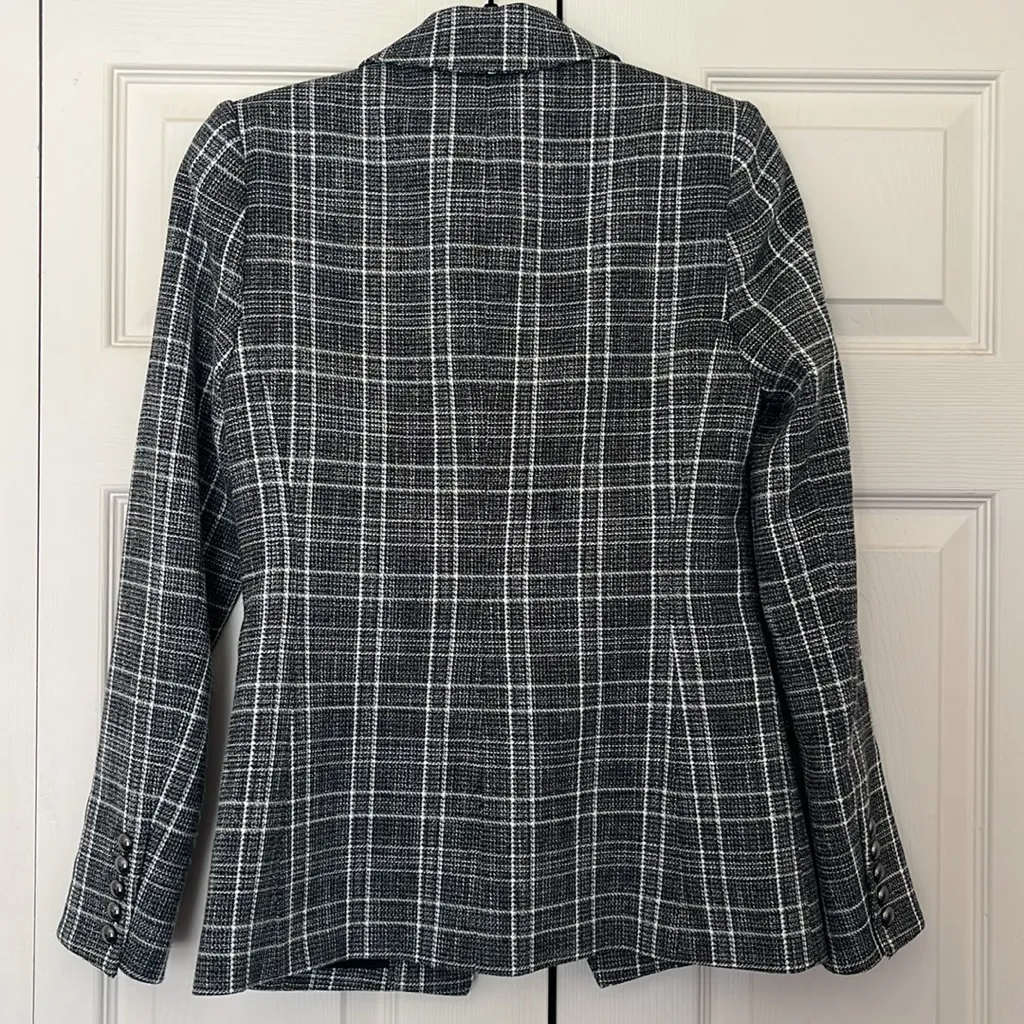 Lini The Evelyn Gray Plaid Long Sleeve Double Breast Blazer Size XS - Image 7